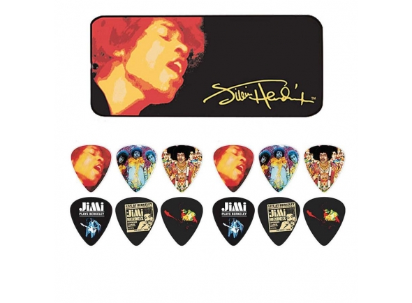 Dunlop Caixa de Metal com 12 Palhetas Jimi Hendrix JHPT03H Dunlop Caixa de Metal com 12 Palhetas Jimi Hendrix JHPT03H
